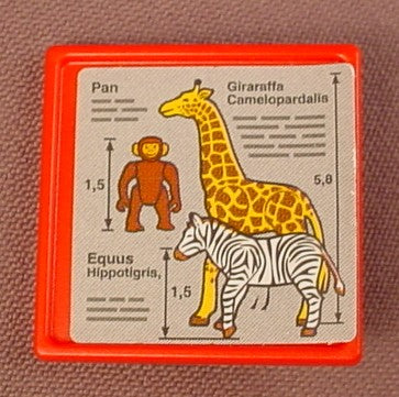 Playmobil Red Square Sign With A Clip On The Back & An Giraffe Sticker