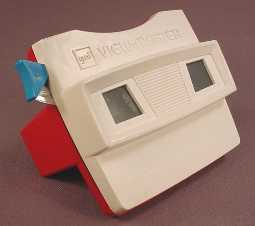 View-Master Model G Red & White Viewer With A Blue Lever