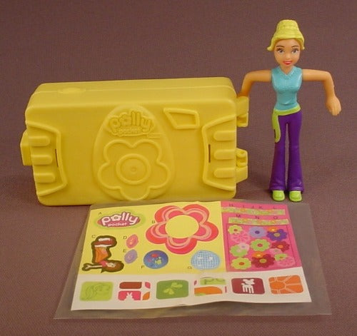 Polly Pocket Doll With A Digital Camera Case & Sticker Sheets