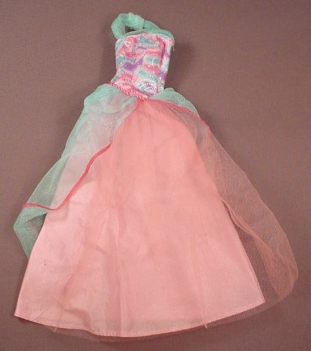 Barbie Pink & Blue Sleeveless Halter Gown