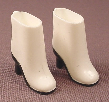 Barbie Doll Size White & Black Victorian Style Shoes