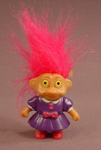 Soma Troll Girl In A Purple Dress & Pink Hair