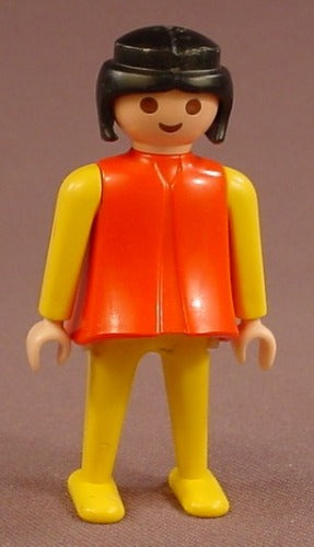 Playmobil Woman Classic Style Female Figure, Red Torso, Yellow Legs