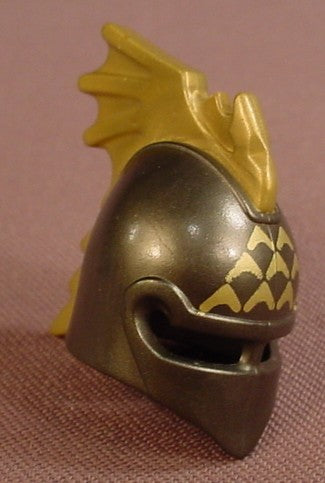 Playmobil Dark Grey Helmet With Gold Designs & A Gold Dragon Wing