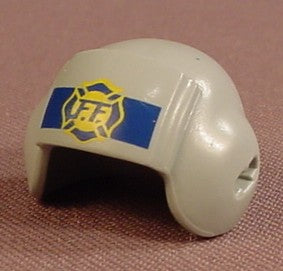 Playmobil Gray Firefighter Pilot Helmet With Blue & Yellow Logo