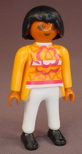 Playmobil Adult Female Woman Figure In An Orange Shirt