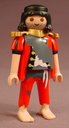 Playmobil Adult Male Pirate Figure In Red Torn Or Tattered Clothes