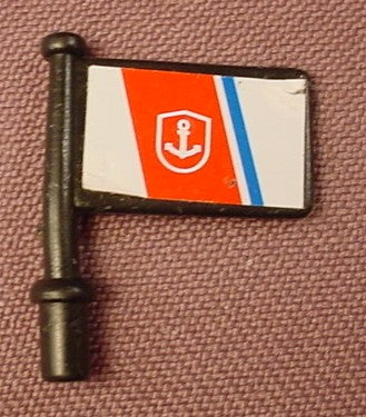 Playmobil Black Small Flag On A Post With A Coast Guard Design