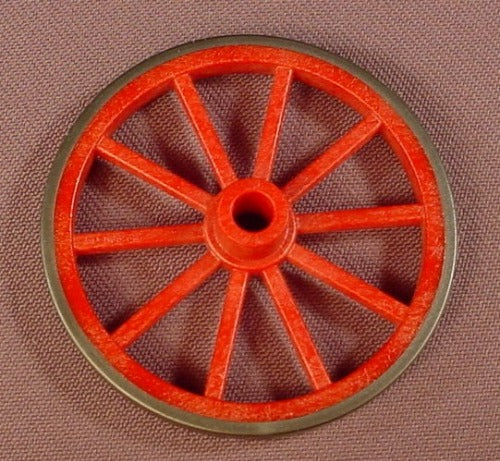 Playmobil Dark Red Rear Wagon Wheel With A Black Rim