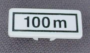 Playmobil White Small Rectangular Sign With A 100M Design