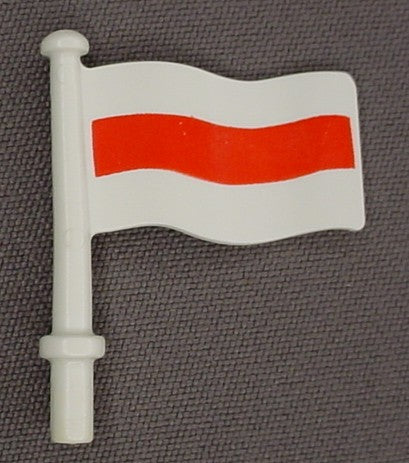 Playmobil White Small Wavy Flag On A Pole
