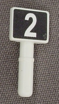 Playmobil White Small Sign On A Post With A Black Number 2