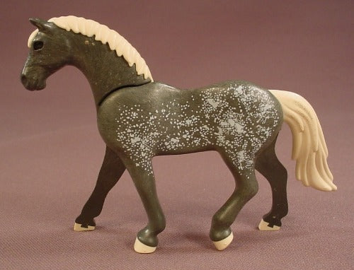 Playmobil Dark Gray Horse With White Spots
