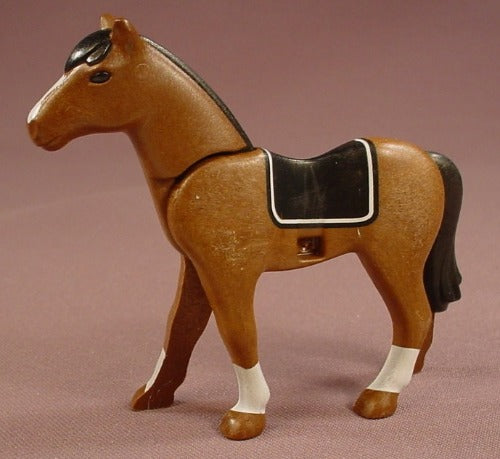 Playmobil Dark Brown Horse With A Black Blanket Design