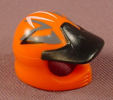 Playmobil Orange Motorcycle Helmet With A Black Fixed Visor