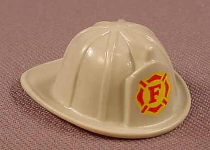 Playmobil Gray Firefighter Helmet With A Red & Yellow Logo