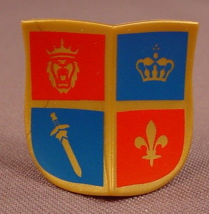 Playmobil Gold Double Concave Curved Shield With Red & Blue Crown