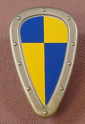 Playmobil Silver Gray Teardrop Shaped Shield With Blue & Yellow Design