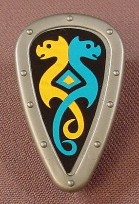 Playmobil Silver & Gray Teardrop Shaped Shield With A Sea Serpent