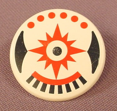 Playmobil White Round Shield With A Red Sun Design