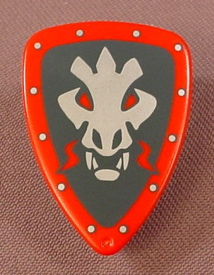 Playmobil Red Wide Teardrop Shaped Shield With Silver & Red Dragon