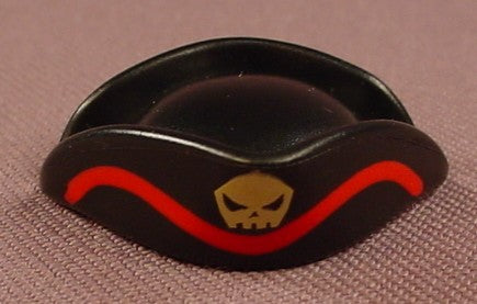 Playmobil Black Tricorne Hat With A Red Stripe & A Gold Skull