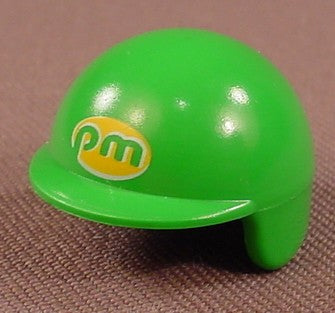 Playmobil Green Baseball Batting Helmet With A Yellow PM Logo