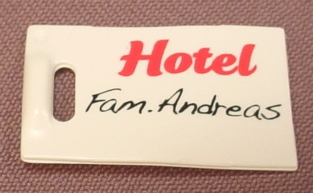 Playmobil White Card With Hotel From Andreas Printed On It