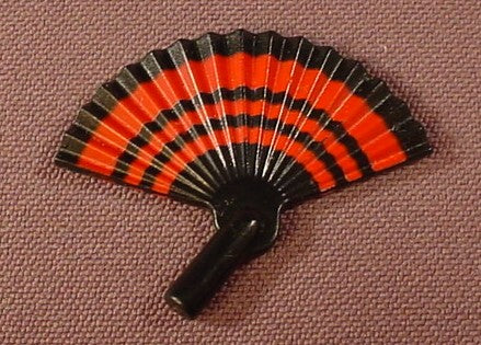 Playmobil Black & Red Japanese Style Handheld Fan With Pleats