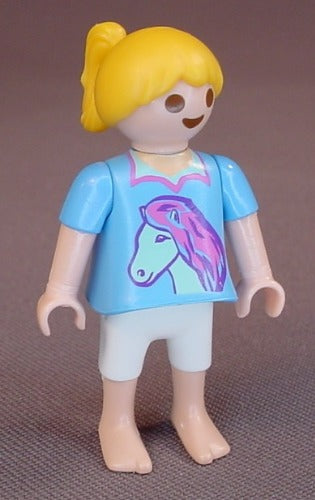 Playmobil Female Girl Child Figure In A Blue Shirt