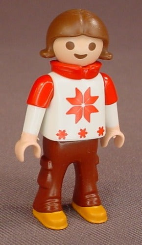 Playmobil Female Girl Child Figure In A Red & White Sweater