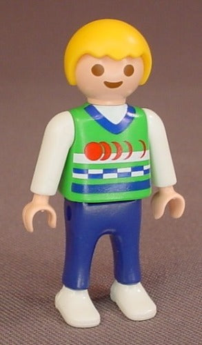 Playmobil Male Boy Child Figure In A Green Shirt