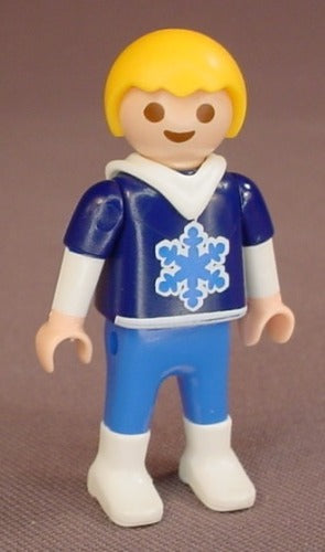 Playmobil Male Boy Child Figure In A Dark Blue Sweater