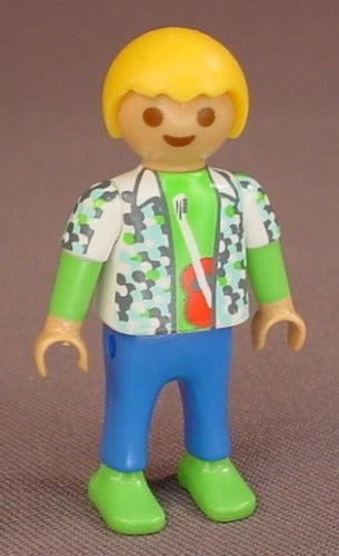 Playmobil Male Boy Child Figure In A Light Or Linden Green Shirt