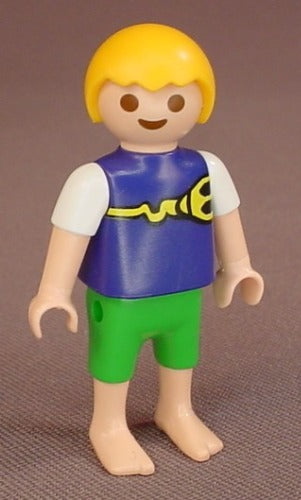 Playmobil Male Boy Child Figure In A Dark Blue Shirt