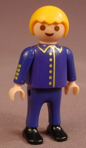 Playmobil Male Boy Child Figure In A Dark Blue Pilot's Uniform