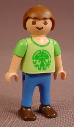 Playmobil Male Boy Child Figure In A Light Or Linden Green Shirt