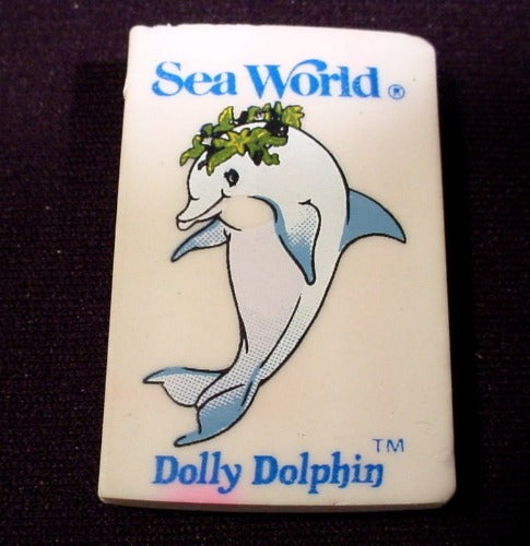 Eraser, Sea World Dolly Dolphin, 2" Tall