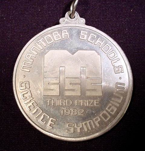 Medallion Manitoba Schools Science Symposium Third Prize 1982, Meda
