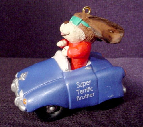 Hallmark 1994 "Super Terrific Brother" Dog Driving Car Ornament, 2