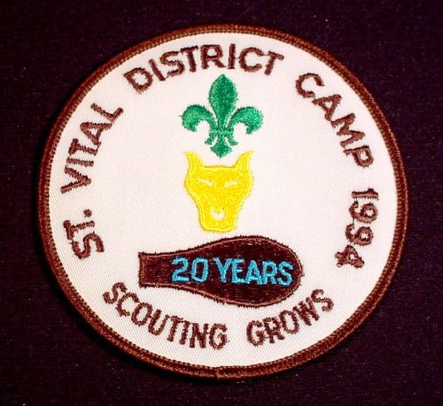 Patch Badge St. Vital District Camp 1994 20 Years Scouting Grows, 4