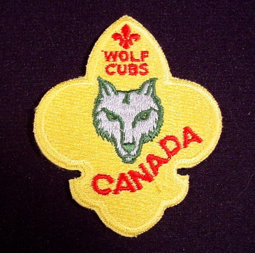 Patch Badge Wolf Cubs Canada, 3 3/4" Tall, Scouting, Cubs, Beavers,