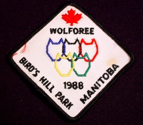 Patch Badge Wolforee 1988 Birds Hill Park Manitoba, 4" Across, (Sma