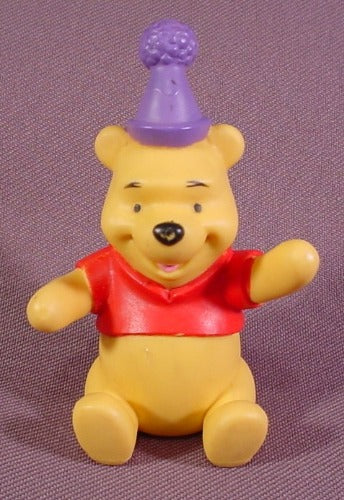 Disney Winnie The Pooh With Party Hat PVC Figure, 3" Tall, (Some Pa