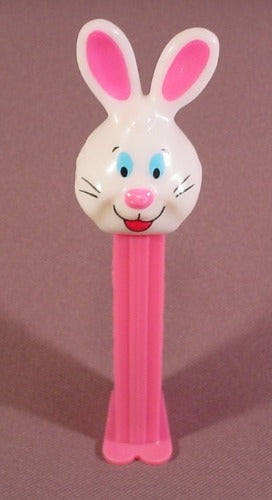 Pez Easter Bunny, White Head With Pink Stem, Blue Eyes