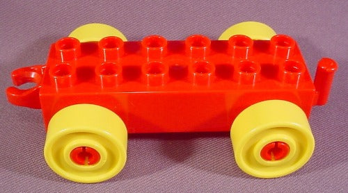 Lego Duplo 2312 Red 2X6 Car Base With Hitches & Yellow Wheels