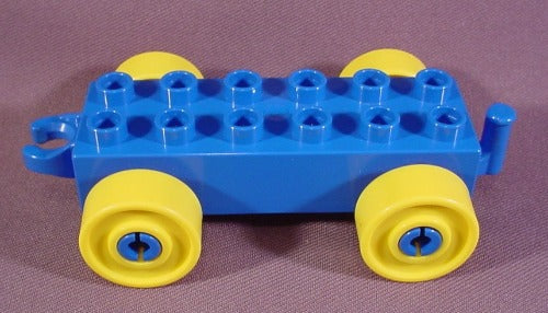 Lego Duplo 2312 Blue 2X6 Car Base With Hitches & Yellow Wheels, 5"