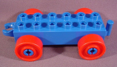 Lego Duplo 2312 Blue 2X6 Car Base With Hitches & Red Wheels