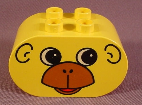 Lego Duplo 4198 Yellow 2X4X2 Brick With Rounded Ends Printed Monkey