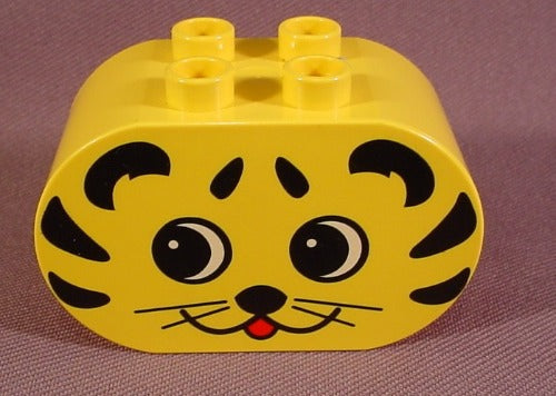 Lego Duplo 4198 Yellow 2X4X2 Brick With Rounded Ends, Tiger Face
